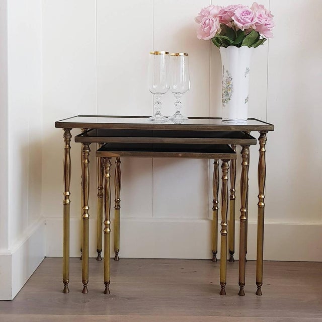 Mid-Century Brass Nesting Tables, 1960s, Set of 3 For Sale - Image 5 of 9