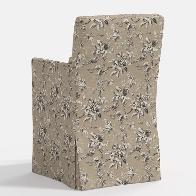 Stoffer Home x Cloth & Company Lindy Slipcover Dining Arm Chair in Michigan Bird Toile Sand For Sale In Chicago - Image 6 of 7