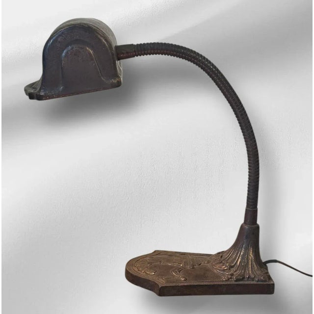 Art Nouveau 1930s Desk Lamp With Ornate Base For Sale - Image 3 of 5