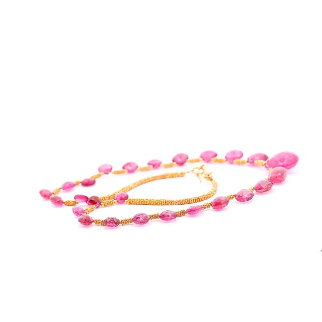 Vintage Gia Certified 120 Carat Pear-Shape Pink Rubellite Tourmaline Necklace For Sale - Image 4 of 7