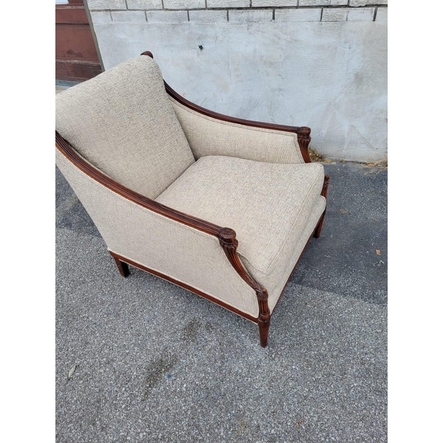 Antique 1920s Italian Beechwood Living Room Chair, Hand-Carved & Upholstered For Sale In Philadelphia - Image 6 of 10