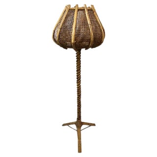 Rattan Tulip Floor Lamp, 1960s For Sale