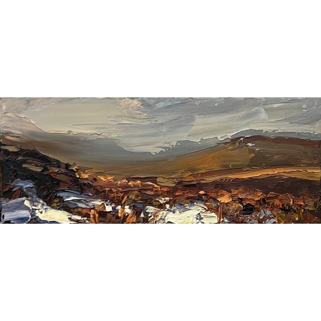 Impasto Oil Painting of Melting Snow on English Moor Landscape by British Artist 2013 For Sale - Image 11 of 14