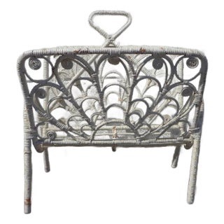 Vintage Victorian Wicker Magazine Rack Book Holder For Sale