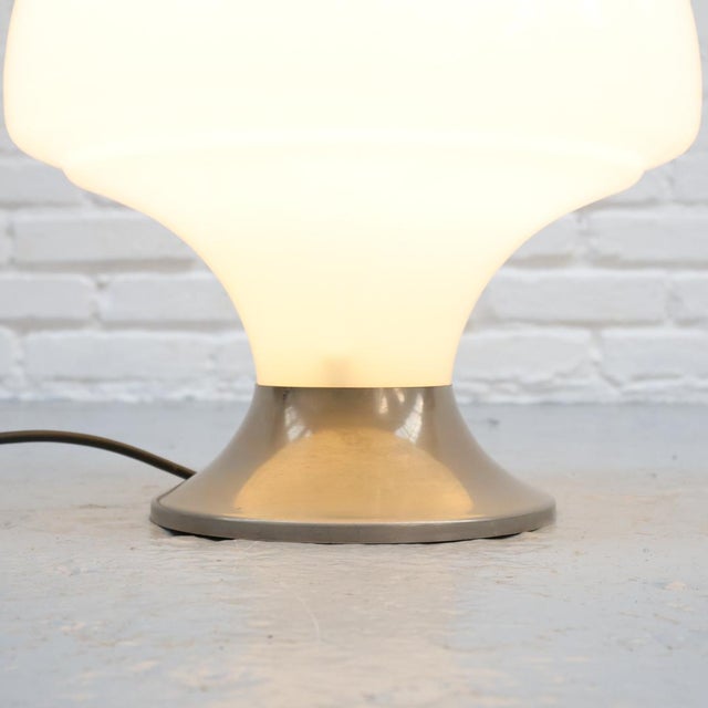 Space Age Opal Glass & Chrome Table Lamp, 1970s For Sale - Image 3 of 11