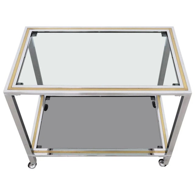 Italian Bar Cart or Trolley in Brass and Chrome, 1970s For Sale - Image 15 of 15