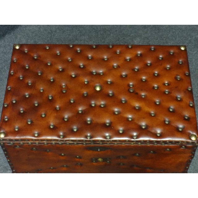 This is a good 19th Century Victorian antique chest box with leather covering and brass studs, excellent colour and...