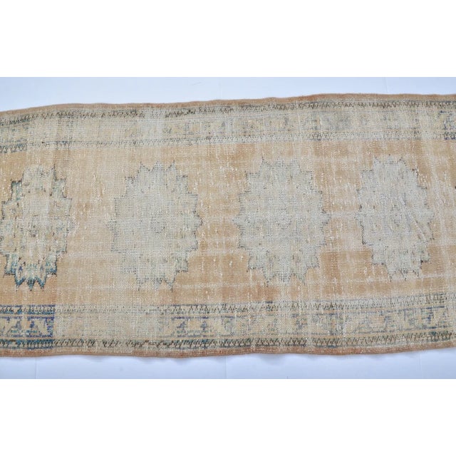 Tan Antique Vintagwe Hallway Runner For Sale - Image 8 of 9