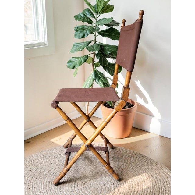 Folding Country Chair in Faux Bamboo, 1950s For Sale - Image 4 of 8