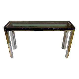 Late 20th-Century Chrome, Brass and Glass Console Table by Romeo Riga, Italy For Sale