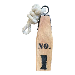 Distressed No. 1 Lobster Buoy Doorstop With Steel & Rope Accents