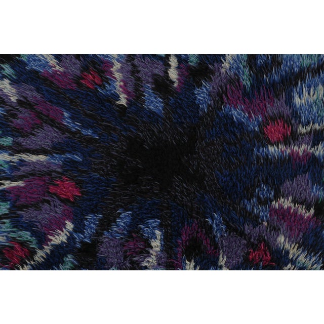 Vintage Swedish Rya Rug With Blue and Purple Abstract Pattern - Rug & Kilim For Sale In New York - Image 6 of 9