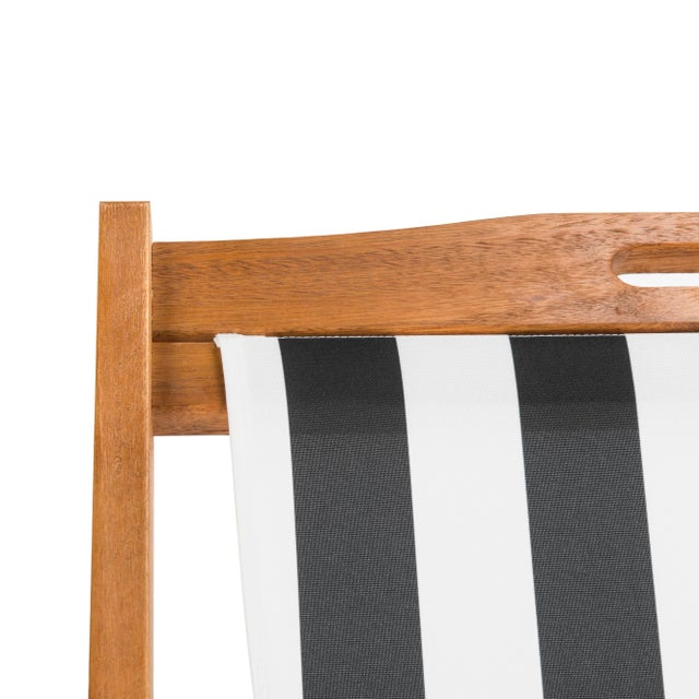 Wood Loren Foldable Sling Chair in Natural & Black & White - a Pair For Sale - Image 7 of 11