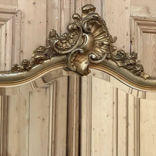 Wood Antique French Louis XV Giltwood Mirror For Sale - Image 7 of 13