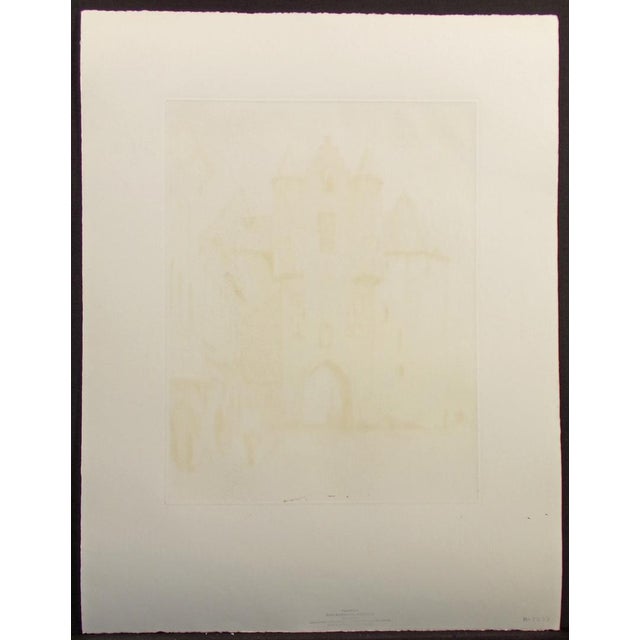 1980s Roger Hebbelinck Hand Signed Vintage Aquatint Etching Castle For Sale - Image 5 of 8