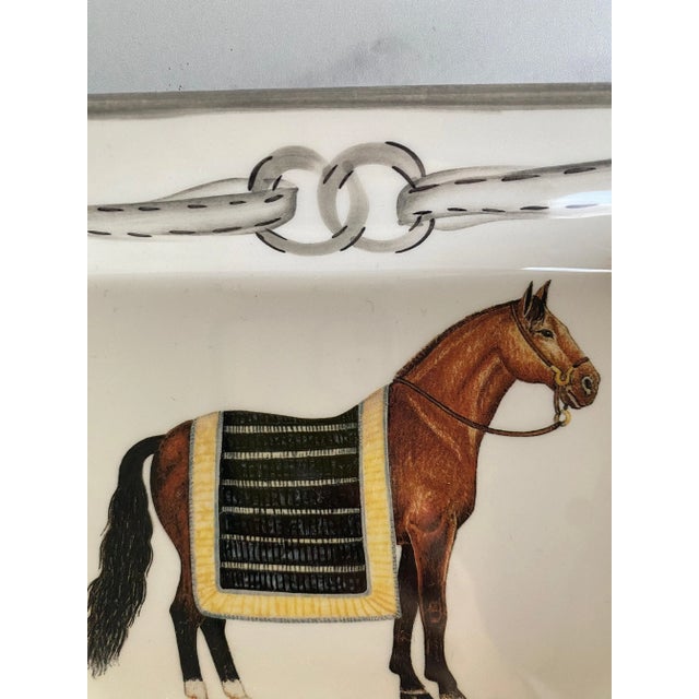 Devon Collection Equestrian Catchall Tray, Black Stripe, Made in Italy For Sale In Philadelphia - Image 6 of 8