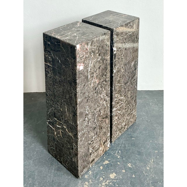 Vintage Tessellated Stone Pedestals - A Pair For Sale - Image 10 of 12