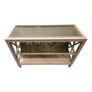 Attributed Barbara Barry for Henredon Taupe Mirrored Console Table