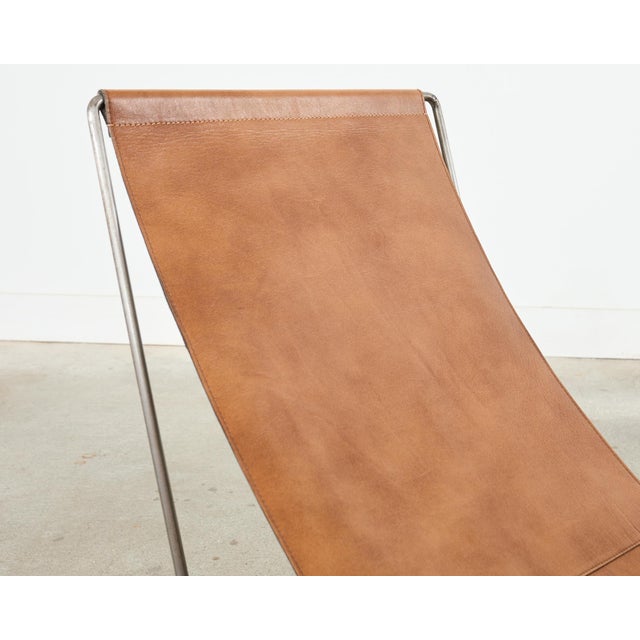 Pair of Verner Panton Style Leather Sling Lounge Chairs For Sale In Sacramento - Image 6 of 12