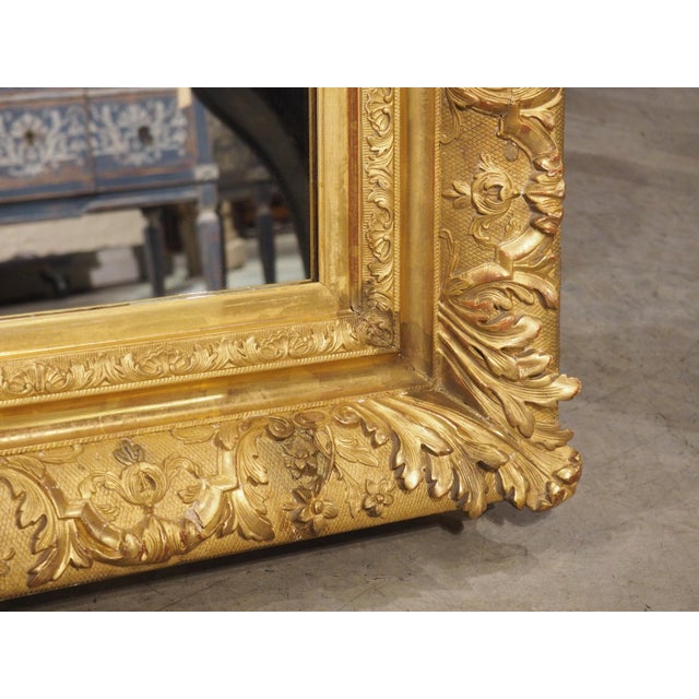 Late 19th Century Antique French Louis XIV Style Symmetrical Giltwood Mirror, Circa 1890 For Sale - Image 5 of 18
