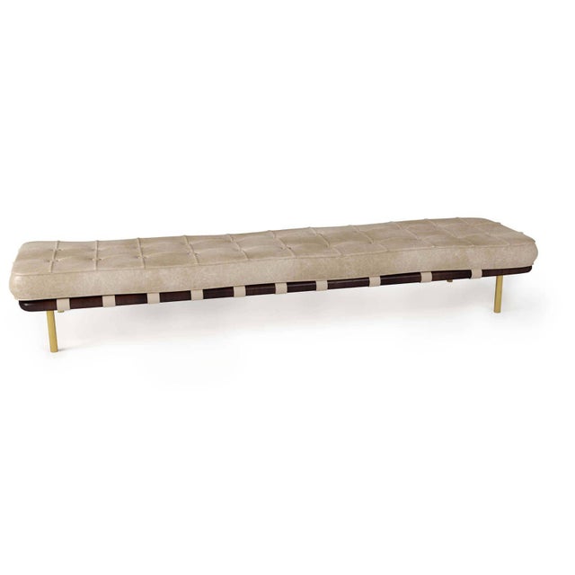 Metal Regina Andrew Tufted Leather Gallery Bench, Cappuccino For Sale - Image 7 of 7