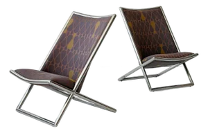 Metal Scissor Chairs by Ward Bennett for Brickell Associates - Set of 2