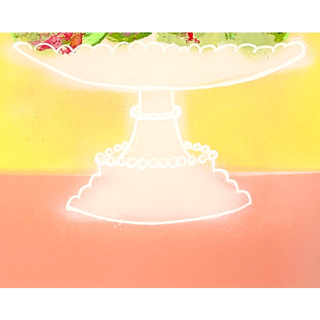 2020s Pink Lady Apples White Tiered Fruit Stand Contemporary Still Life Painting For Sale - Image 5 of 5