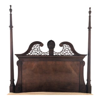 Century Furniture Tradtional Mahogany Headboard With Burl Inlay For Sale