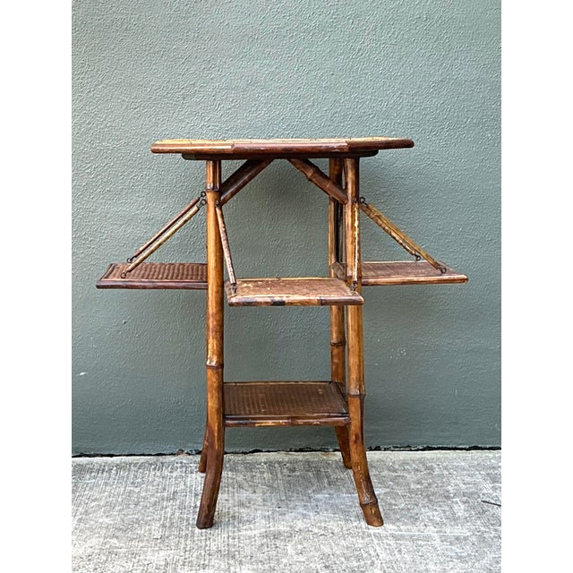 Chinoiserie Vintage Octagon Bamboo Side Table For Sale - Image 3 of 12