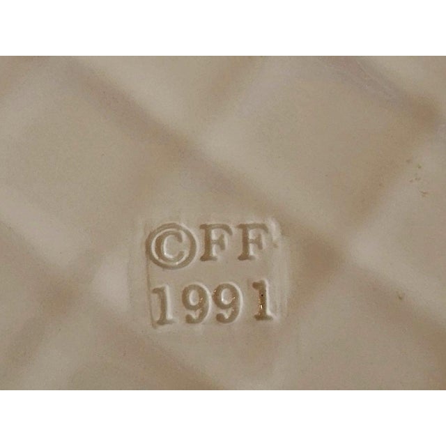 Shabby Chic Vintage French Country Fitz and Floyd Serving Plate Platter 1991 With Embossed Pears and Basket Weave 12.25" For Sale - Image 3 of 7