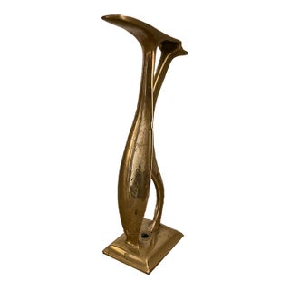 20th C. Mid-Century Modern Sculptural Solid Brass Shoe Shine Stand Footrest For Sale
