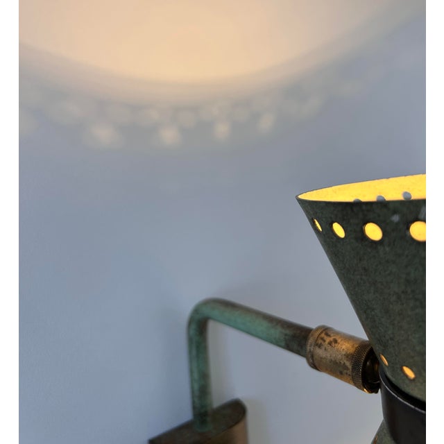 Vintage Adjustable Wall Lamp in Brass and Patinated Green, 1950 For Sale - Image 15 of 17