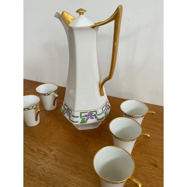 1960s 1960s Raynaud (Raynaud & Co.) Limoges Chocolate/Coffee Set - 7 Piece For Sale - Image 5 of 17