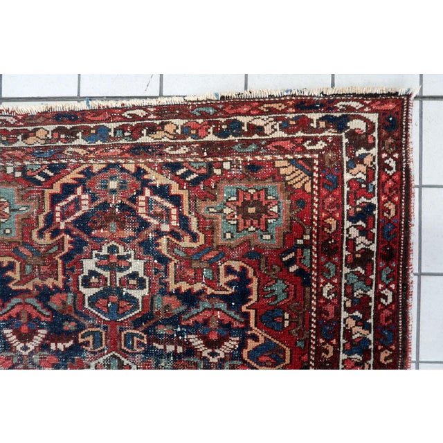 1920s, Antique Persian Hamadan Rug, Distressed Geometric Medallion, 4 X 6 For Sale - Image 10 of 11
