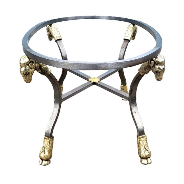 Vintage Italian 20th C Mid-Century Modern Steel & Brass Ram Head Coffee Table For Sale In New York - Image 6 of 18