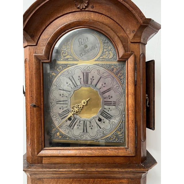 Louis XV Carved Oak Grandfather Clock, 18th Century For Sale - Image 3 of 17