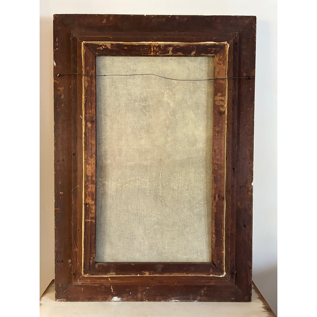 Large Antique Victorian Adirondack Landscape Oil Painting Snow Scene in Ornate Gold Frame For Sale - Image 10 of 12