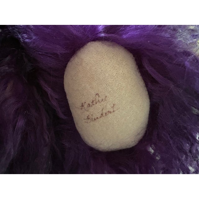 Purple Mongolian Lamb Fur Large Collectible Teddy Bear by Bear Mountain Artist Kathy Bindert For Sale In Washington DC - Image 6 of 8