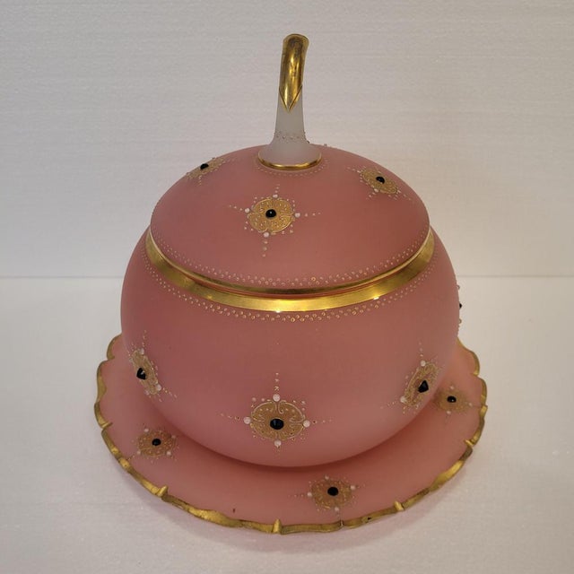 Glass Napoleon III Pumpkin-Shaped Pink Opaline Glass Punch Bowl from Baccarat, France, 1890s For Sale - Image 7 of 18