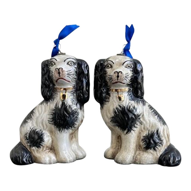 Pair of Vintage Staffordshire Style Dog Ornaments For Sale