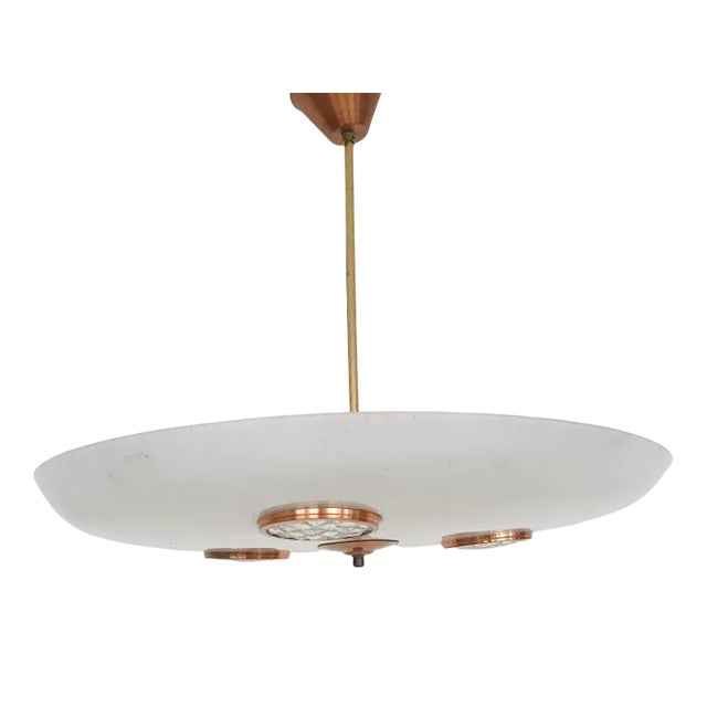 Glass and Brass Ceiling or Pendant Light For Sale