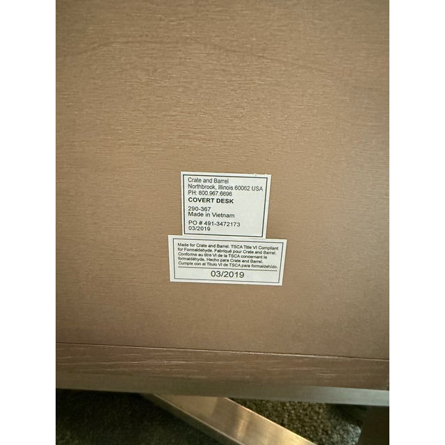 Charlie Zagaroli for Crate & Barrel Covert Grey Secretary Desk + File Cabinet For Sale - Image 12 of 12