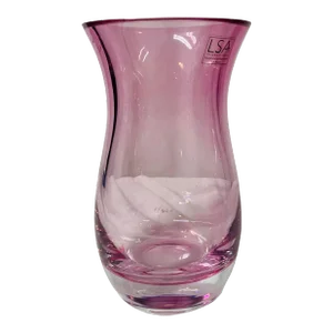 Eastern Europe Crystal Clear Rose Pink Thick Round Flower Vase