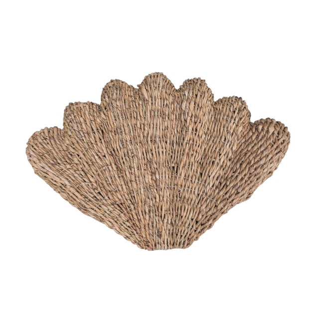 Pottery Barn Wicker Clam Shell Sculptural Wall Art-a Pair For Sale In Charlotte - Image 6 of 13