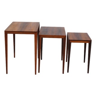 Nesting Tables in Rosewood by Severin Hansen for Haslev Møbelsnedkeri, Denmark, 1960s, Set of 3 For Sale