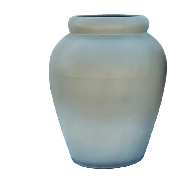 Green Vintage Contemporary Pair of Matte Sage Green Urns For Sale - Image 8 of 13