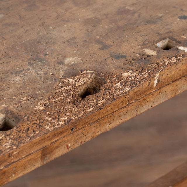 Rustic 20th Century Narrow Workbench Console Table For Sale - Image 6 of 16