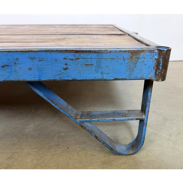 Large Industrial Blue Coffee Table Cart, 1960s For Sale - Image 12 of 18