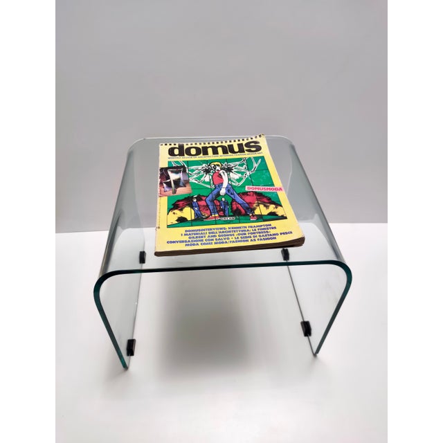 Postmodern Square Aquamarine Glass Coffee Table attributed to Pietro Chiesa for Fontana Arte, 1980s For Sale - Image 3 of 10