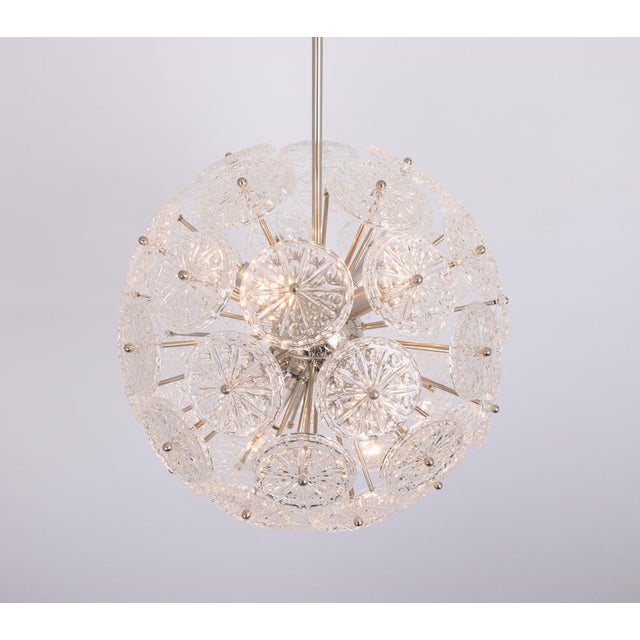 Glass Floral Chrome Sputnik Chandelier, Germany, 1960s For Sale - Image 7 of 15